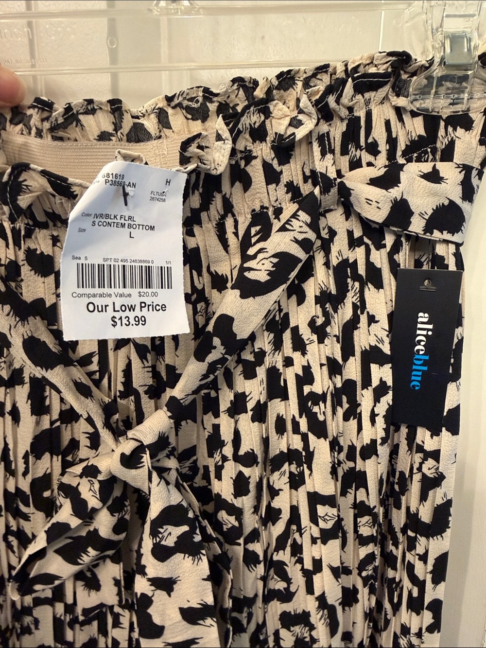 Alice Blue Black and Cream Leopard Pleated Midi Skirt - Picture 4 of 5